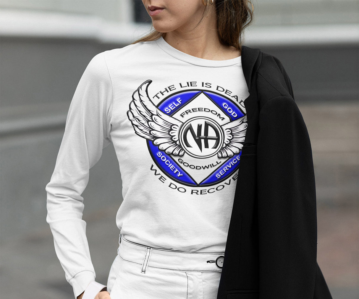 Winged NA Symbol Long Sleeve dtg Tee