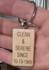 Wooden Clean Date Key Chain