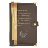 Cover-AA LEATHER Double Book Cover for Regular Hardback Books w/ Serenity Prayer & Coin Holder