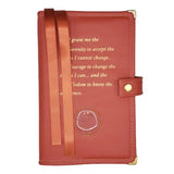 Cover-AA LEATHER Double Book Cover for Regular Hardback Books w/ Serenity Prayer & Coin Holder