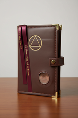 Cover-AA LEATHER Double Book Cover for Regular Hardback Books with AA Symbol and Coin Holder
