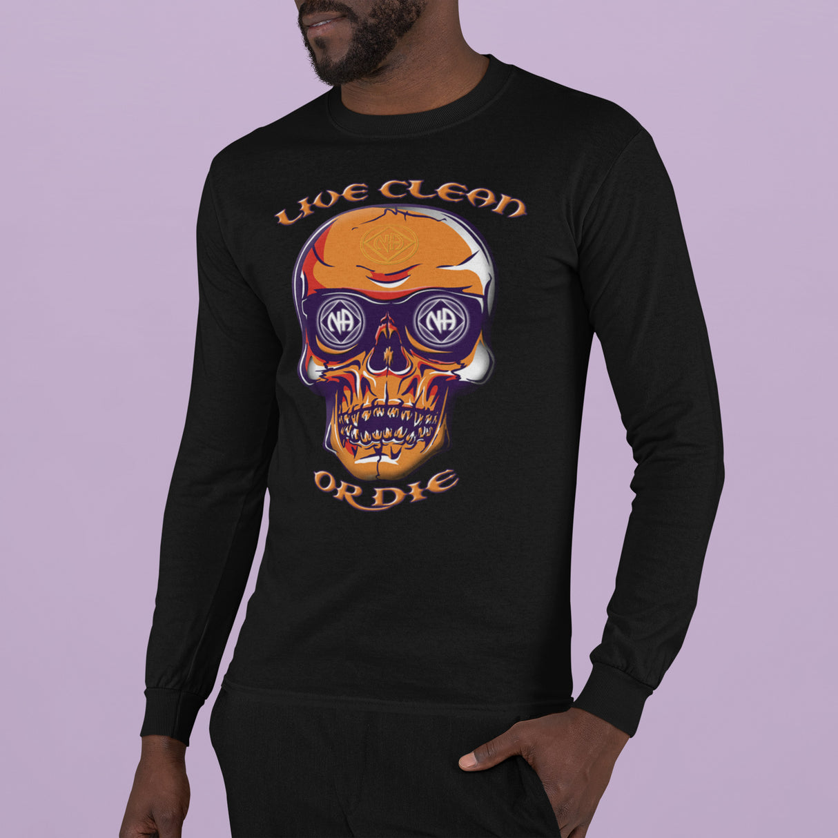 Live Clean Skull Long Sleeve dtg Tee