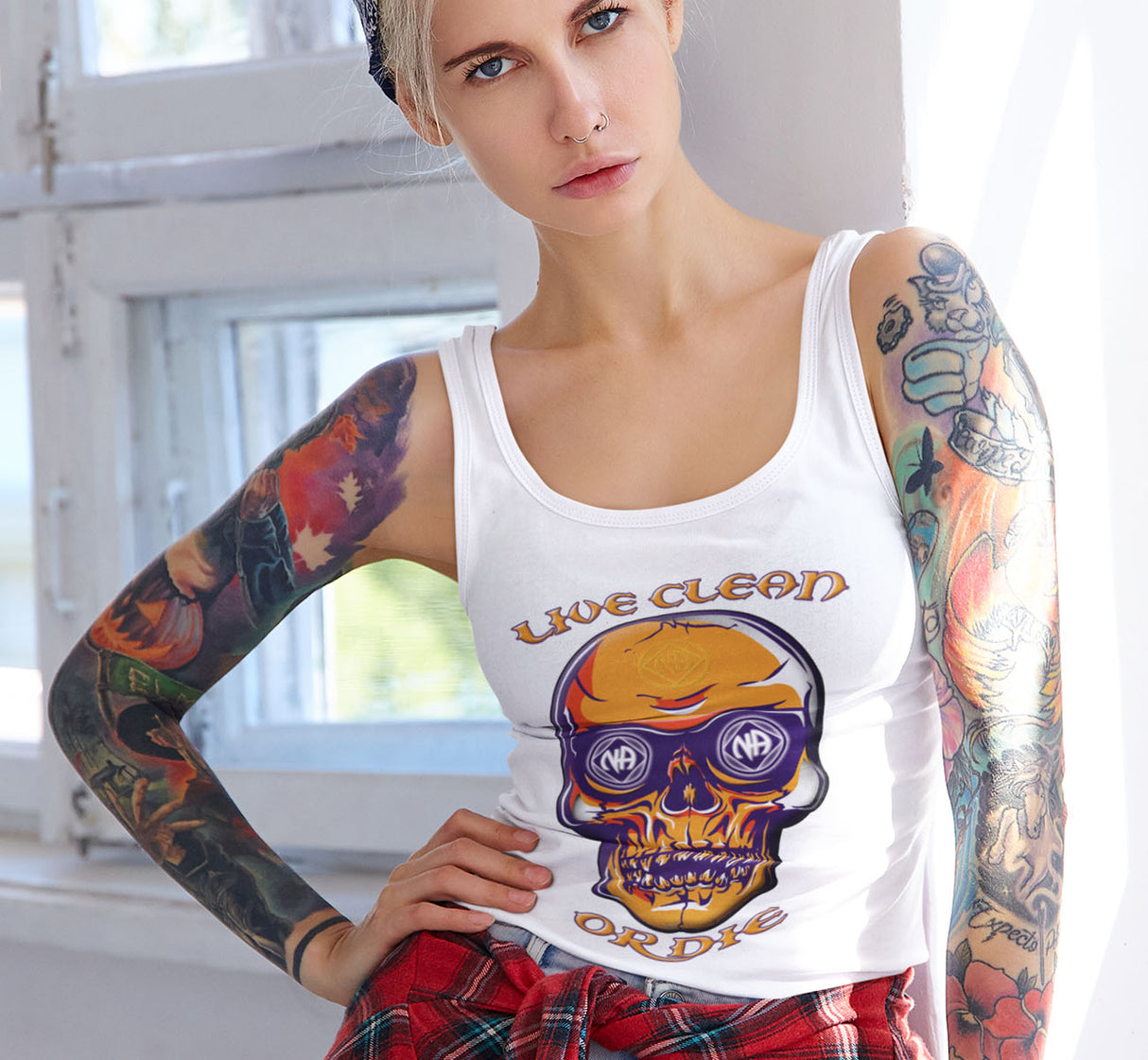 Live Clean Or Die Skull NA Racerback Tank