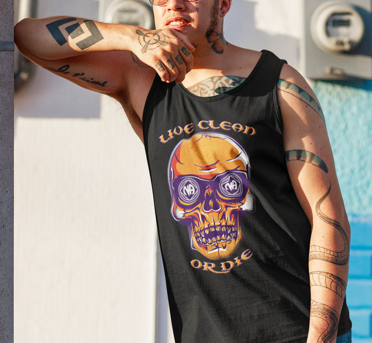 Live Clean Or Die SkullNA dtg Tank Top