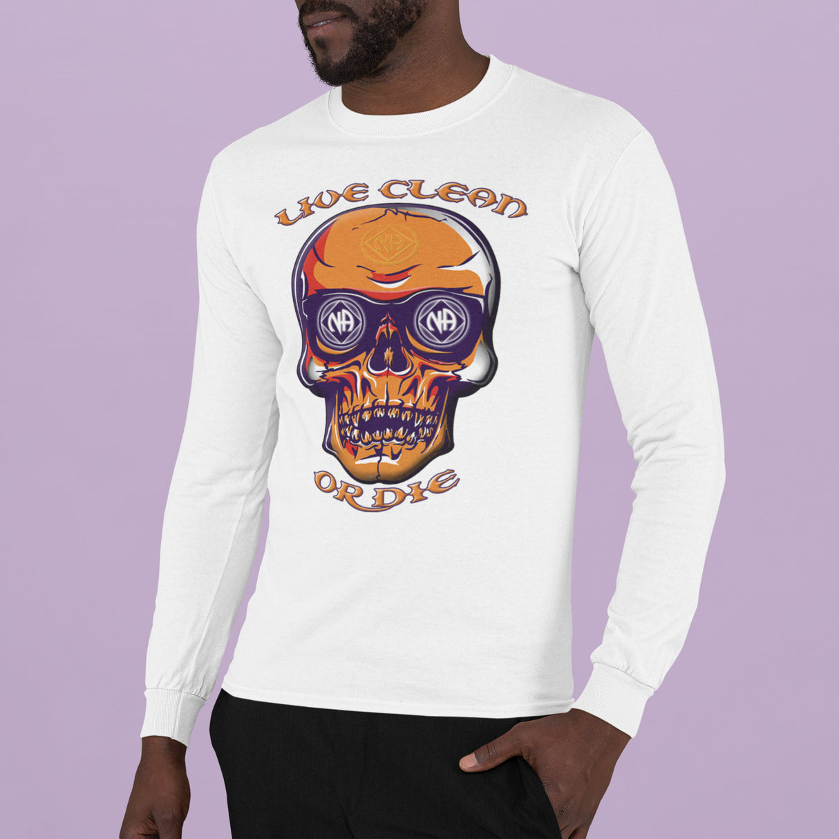 Live Clean Skull Long Sleeve dtg Tee