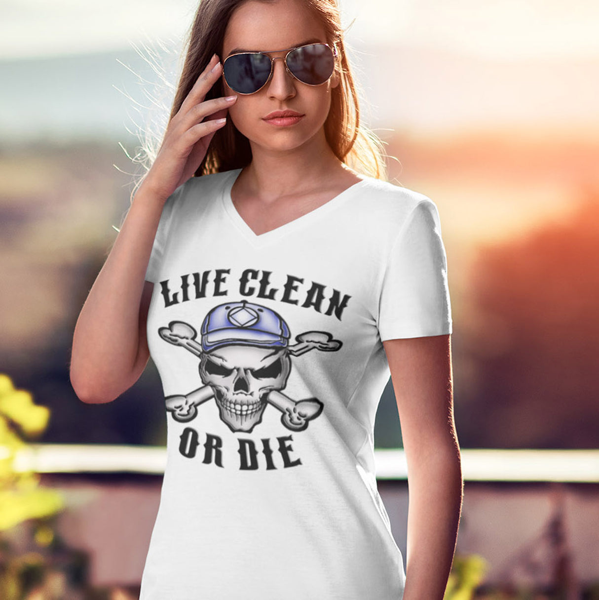 Live Clean Or Die V.2 dtg V-Neck Tee