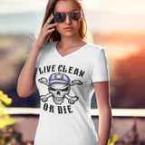 Live Clean Or Die V.2 dtg V-Neck Tee