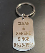 Clean Date Dog Tag Key Chain