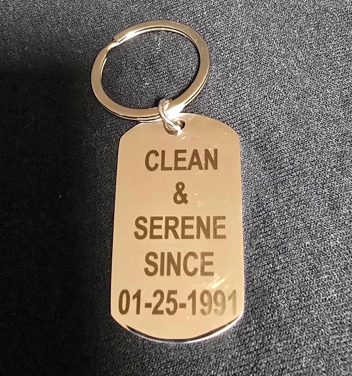 Clean Date Dog Tag Key Chain