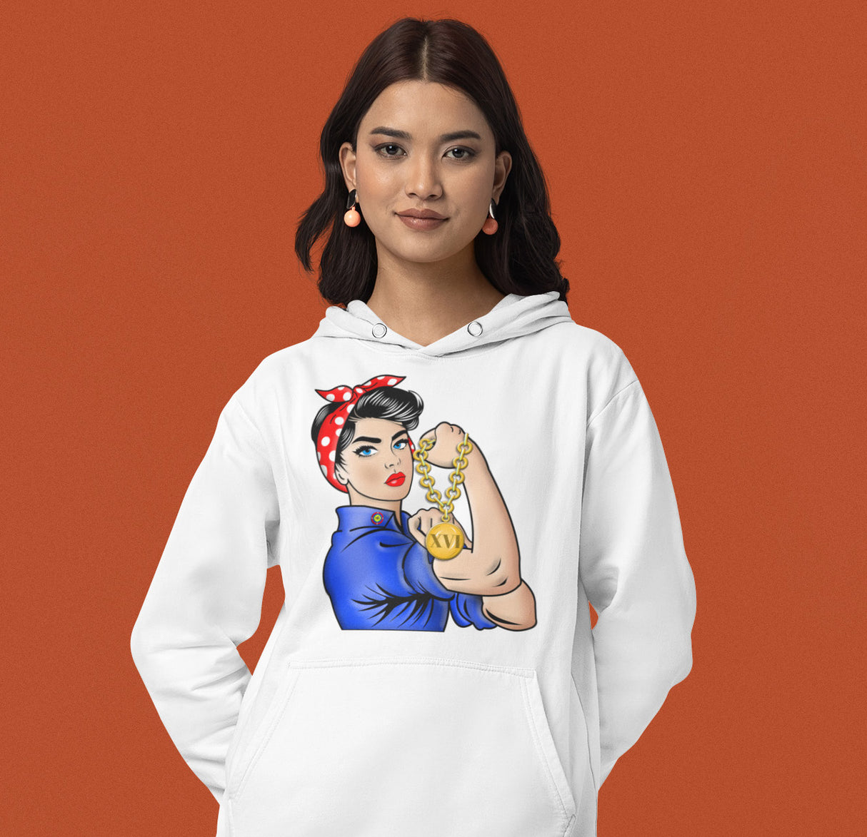 Custom NA Rosie The Riveter dtg Hoodie
