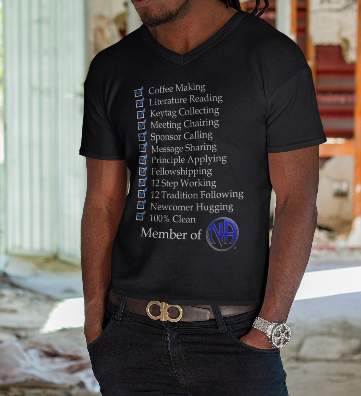 Member Of NA dtg V-Neck Tee