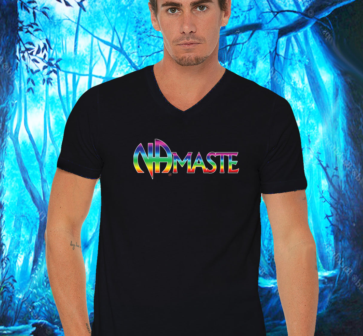 NAmaste NA Rainbow V-neck Tee