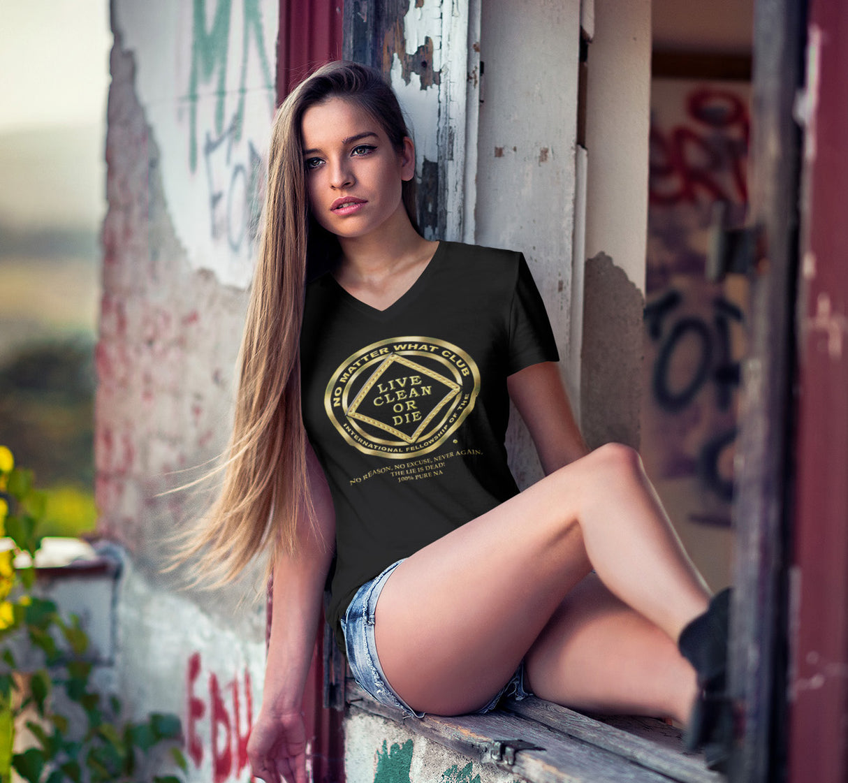 No Matter What Club Gold dtg V-Neck Tee