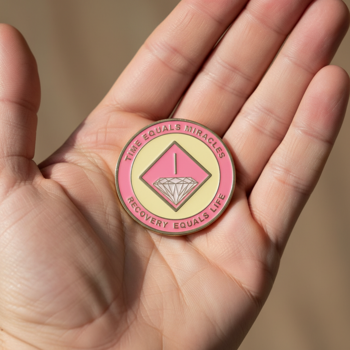 NA Recovery Medallion - Pink & Cream