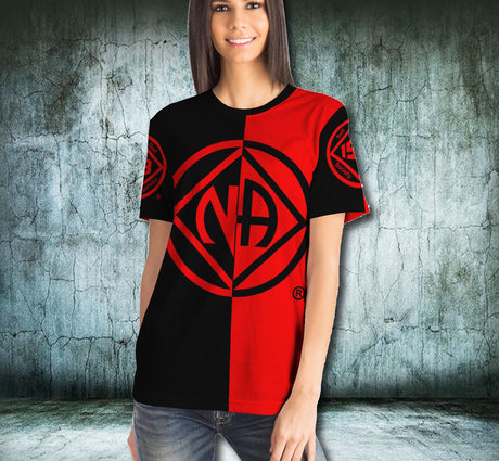 Black & Red Double Symbol AOP T-shirts