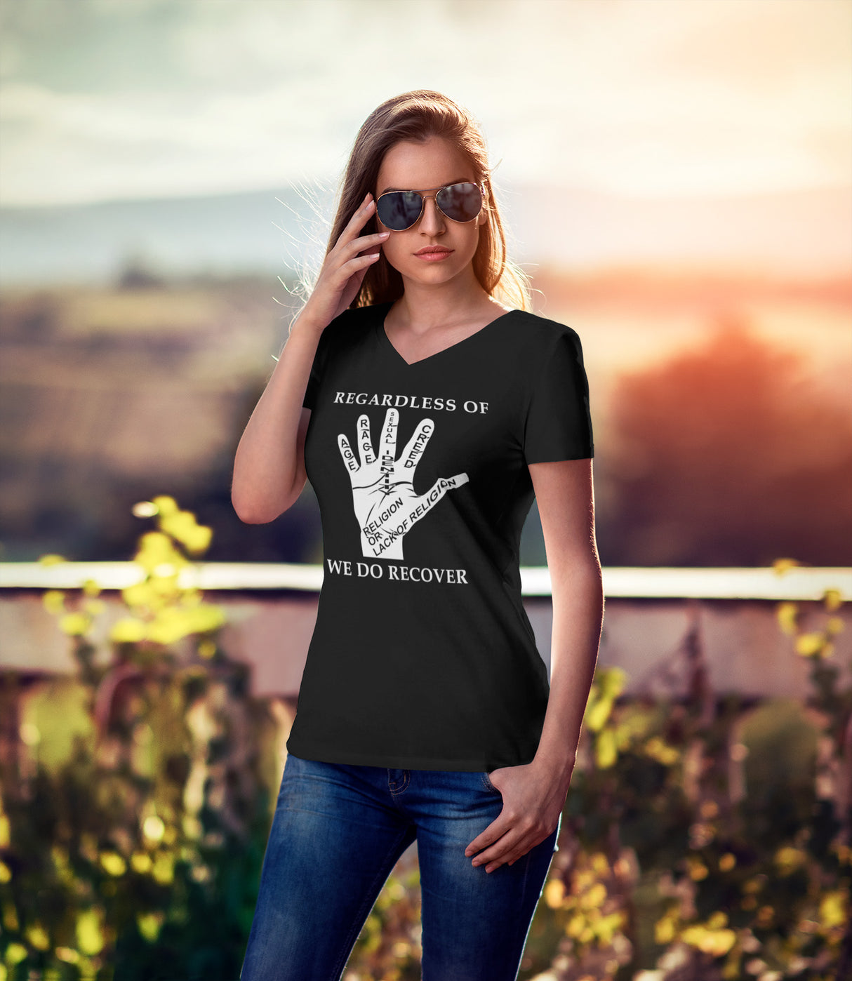 Regardless Of - We Do Recover dtg V-Neck Tee