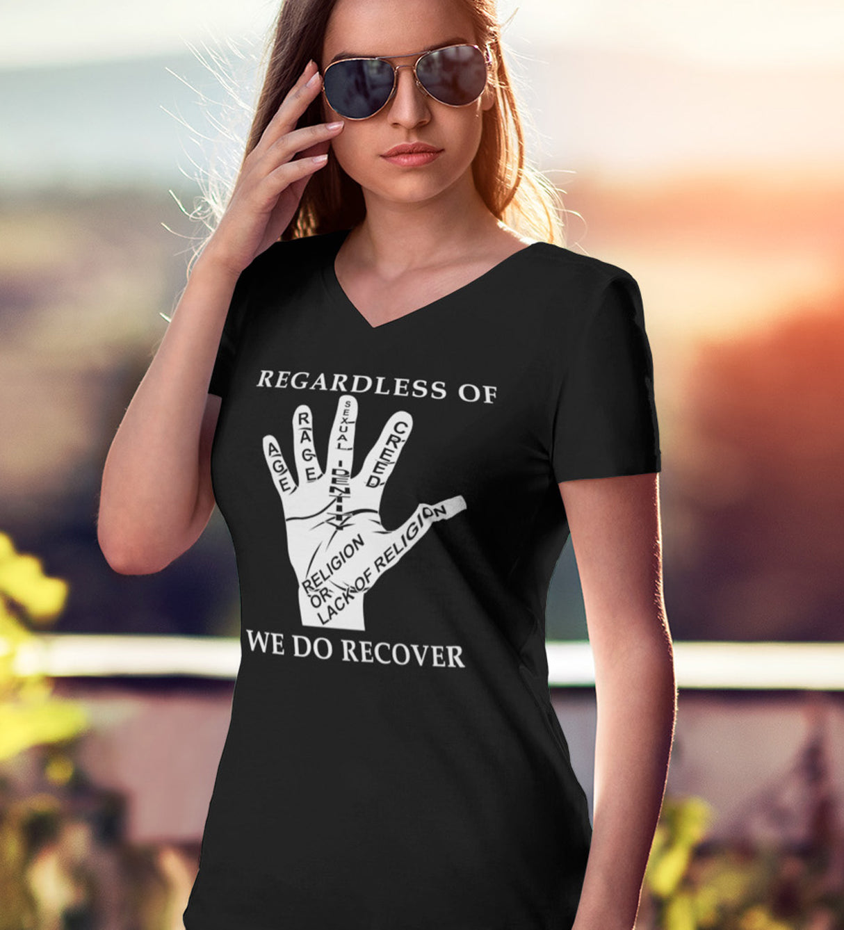 Regardless Of - We Do Recover dtg V-Neck Tee
