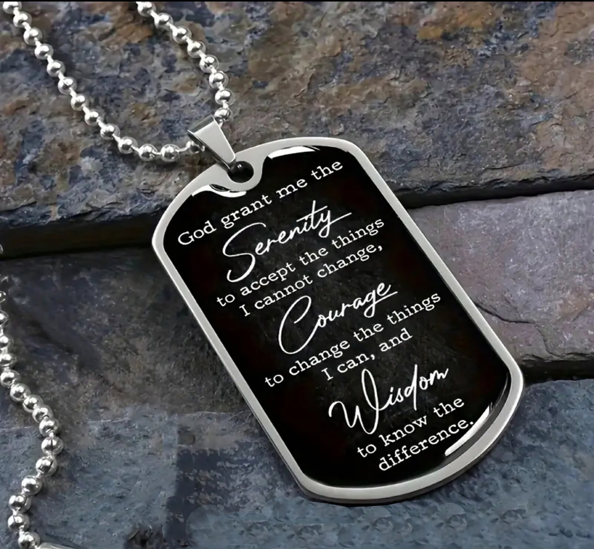 mkt- Serenity Prayer Steel Pendant With Box