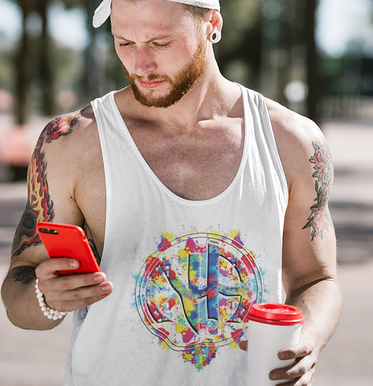 Splattered NA Symbol NA dtg Tank Top