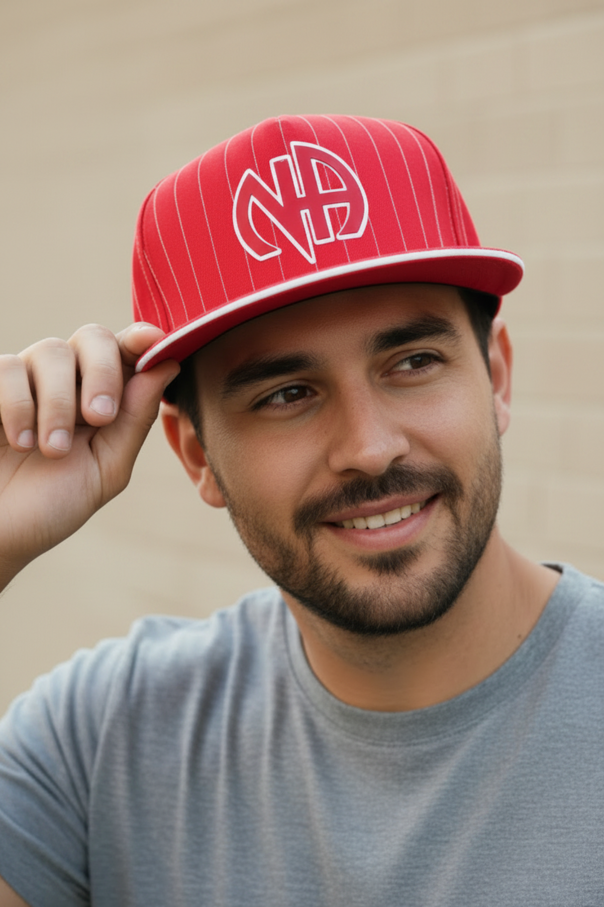 Ball Cap Red Striped NA Symbol Snapback