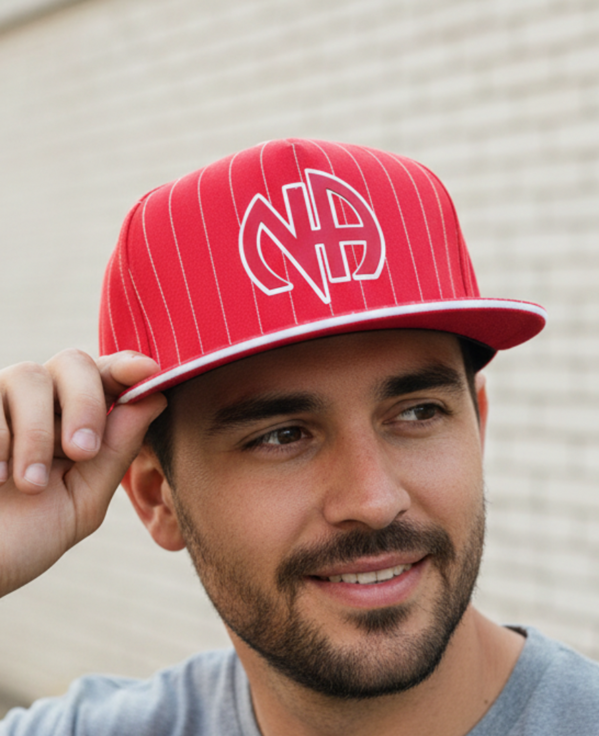 Ball Cap Red Striped NA Symbol Snapback