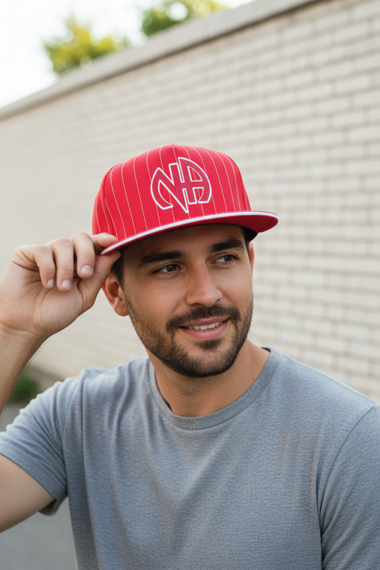 Ball Cap Red Striped NA Symbol Snapback