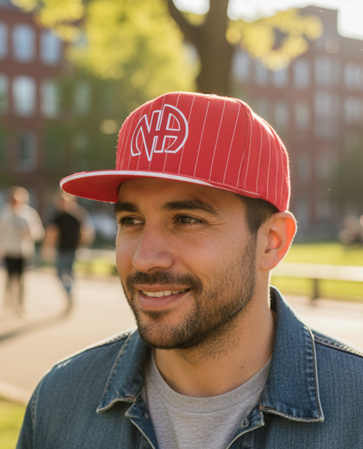 Ball Cap Red Striped NA Symbol Snapback