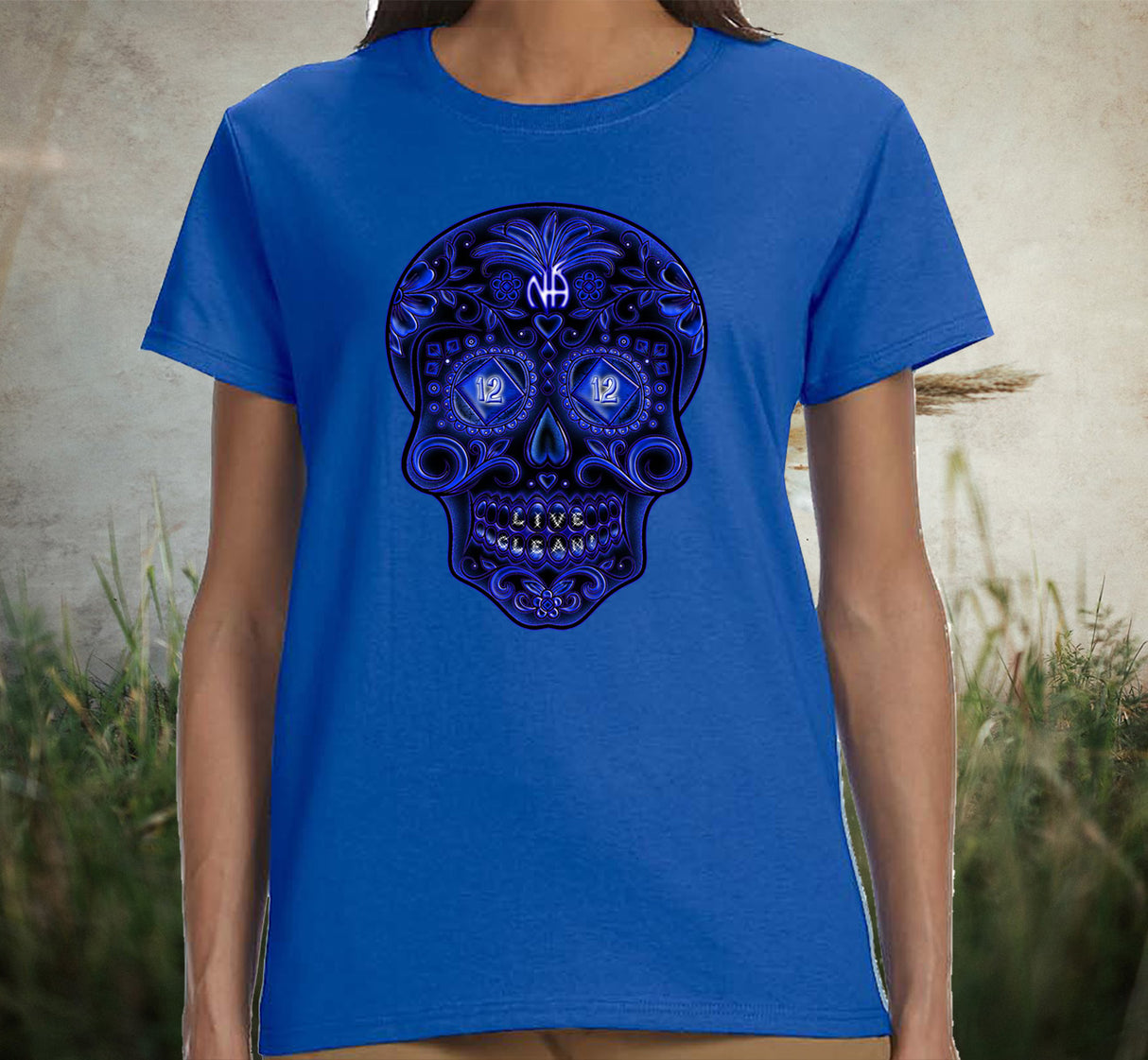 Sugar Skull In Blue Women's DTG Tee