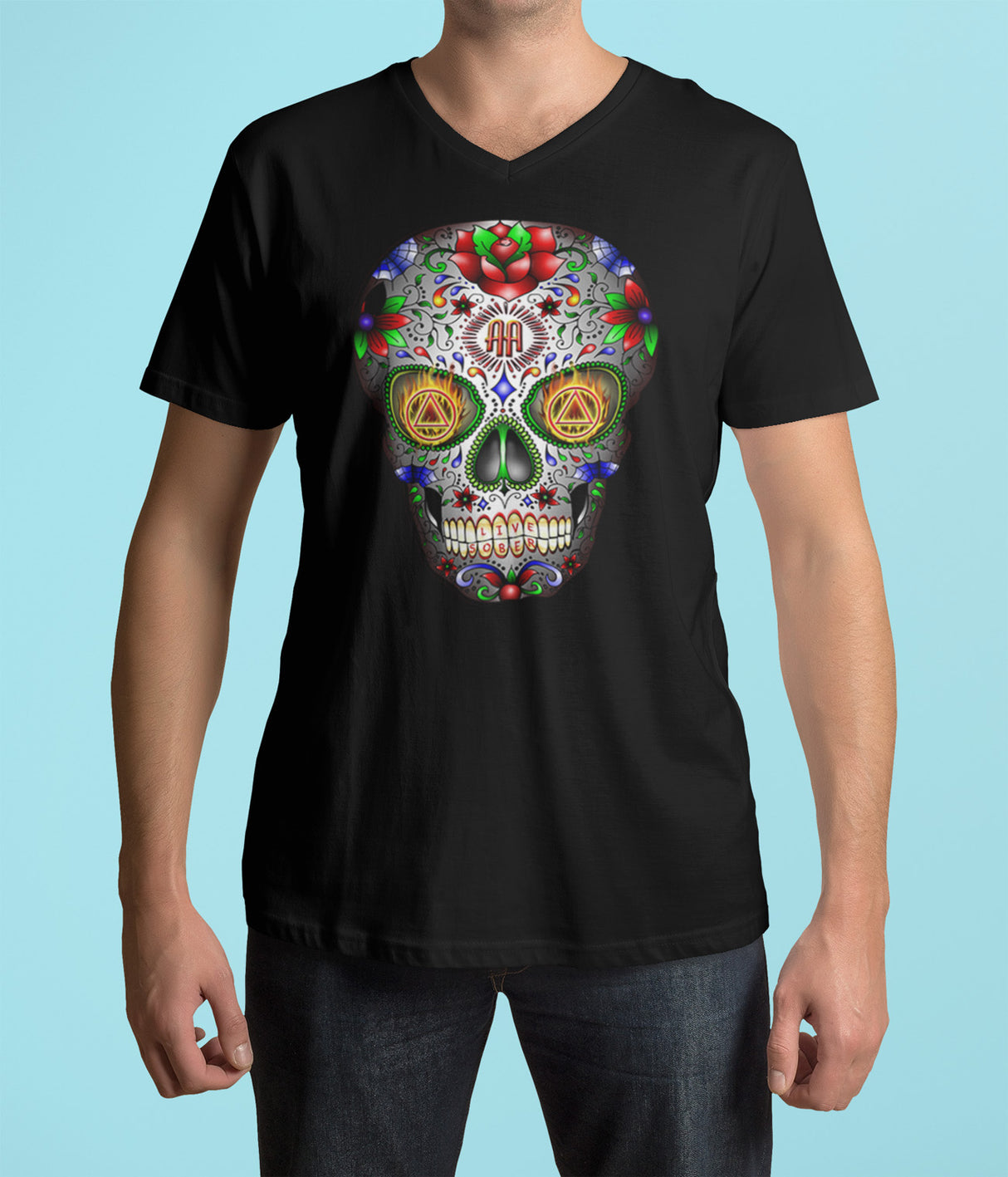 AA Sugar Skull AA V-Neck Tee