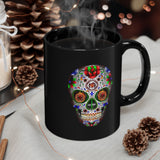 Sugar Skull 11oz Black Mug