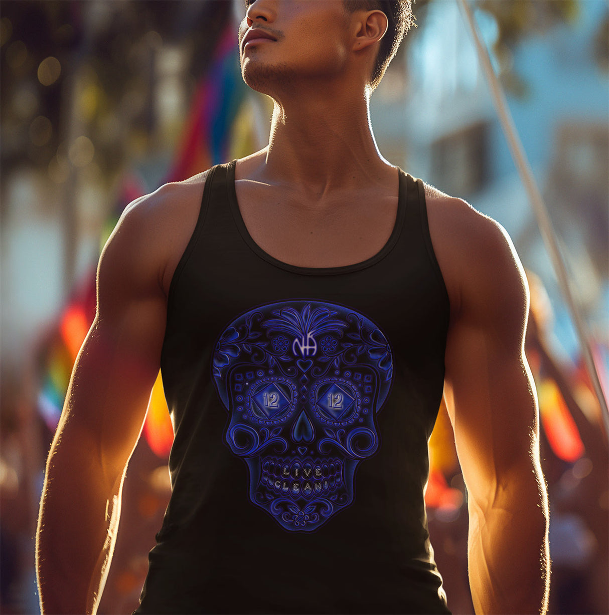 Sugar Skull In Blue NA dtg Tank Top