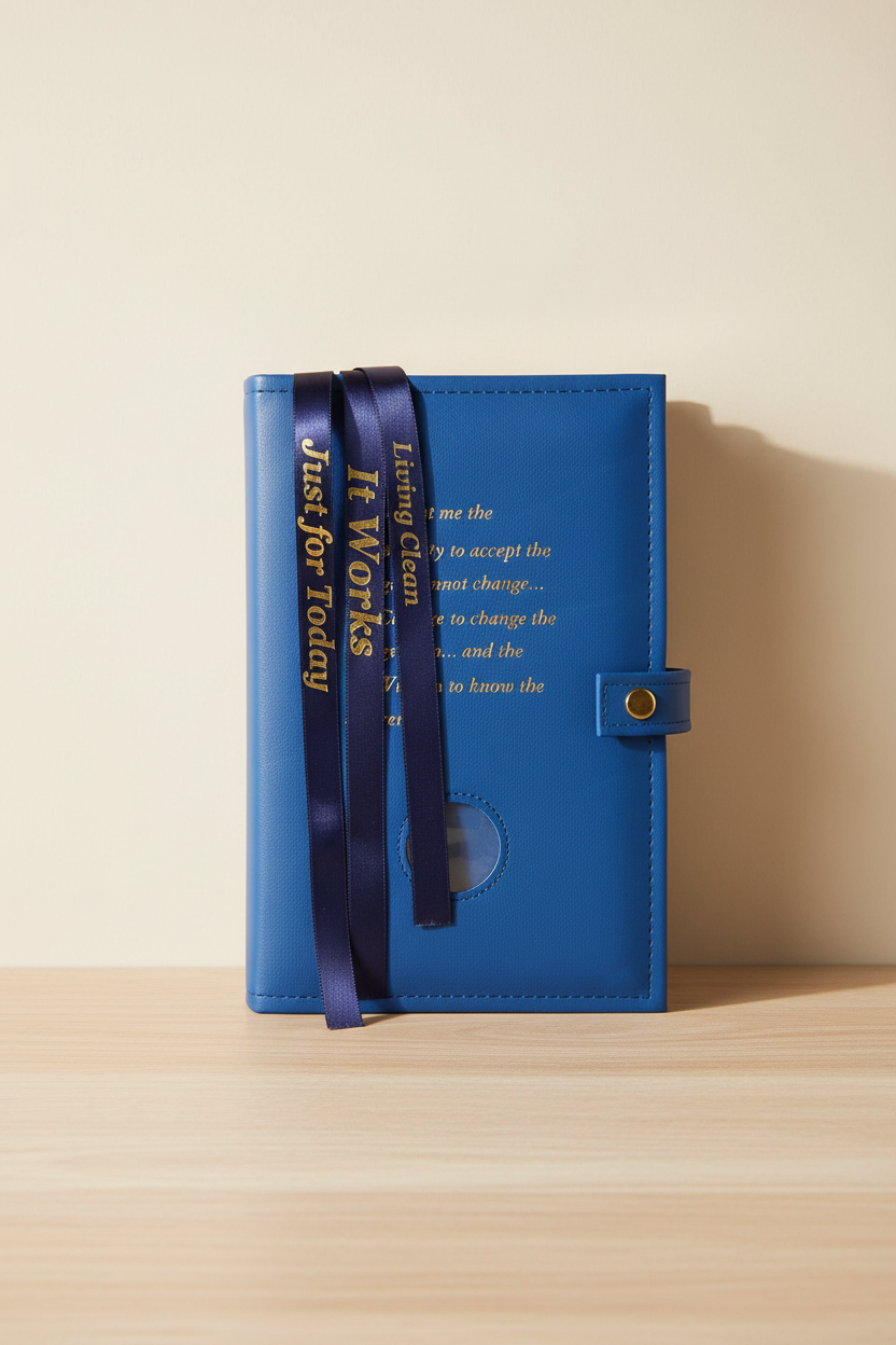 Cover-NA Triple Book Cover with Serenity Prayer and Coin Holder