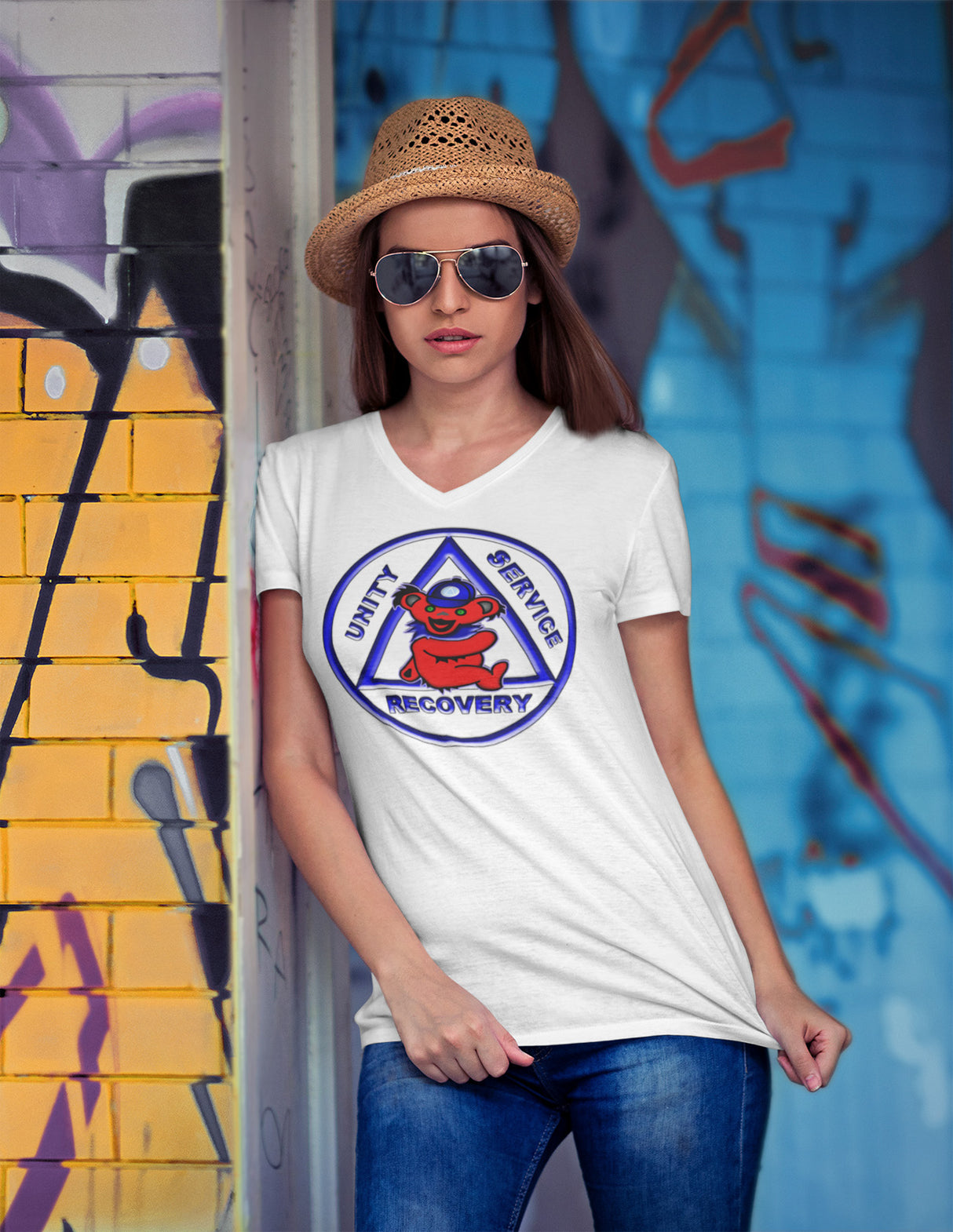 Teddy On AA Symbol AA V-Neck Tee
