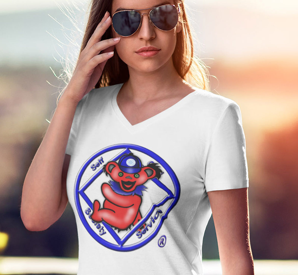 Teddy On NA Symbol dtg V-Neck Tee