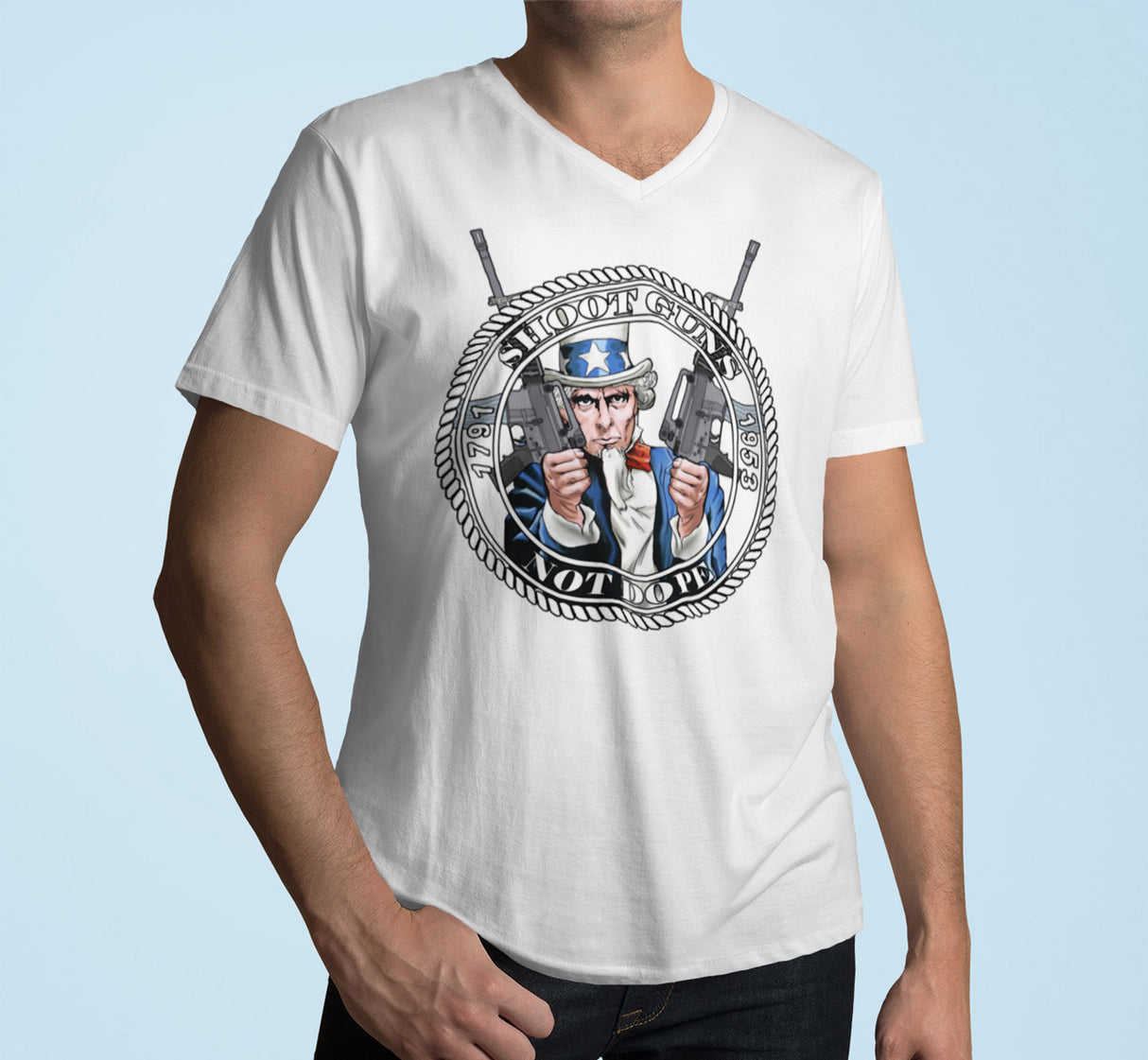 Shoot Guns Not Dope dtg V-Neck Tee