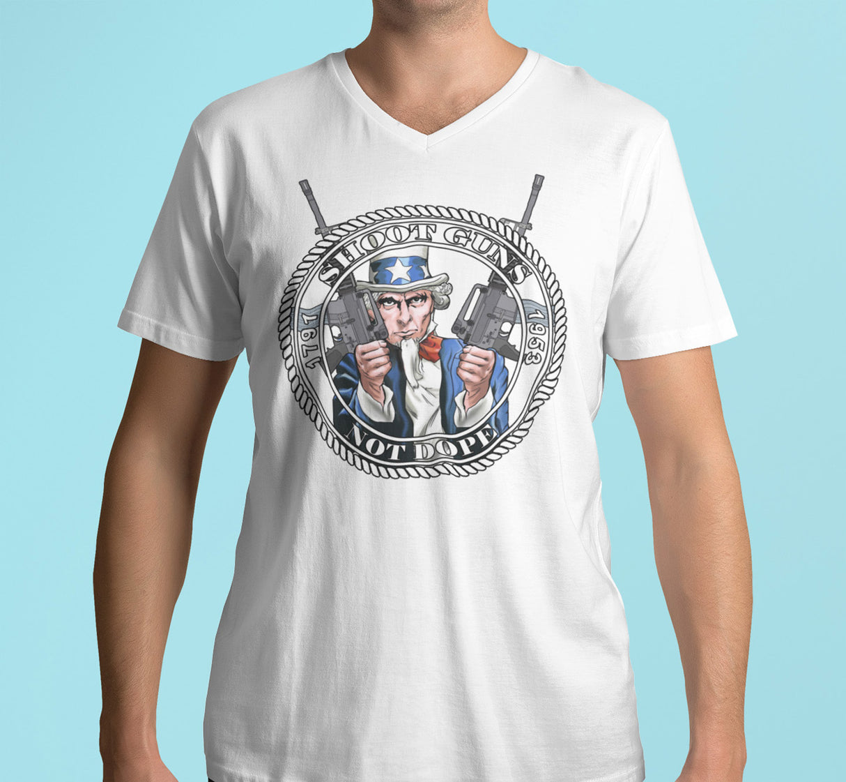 Shoot Guns Not Dope dtg V-Neck Tee