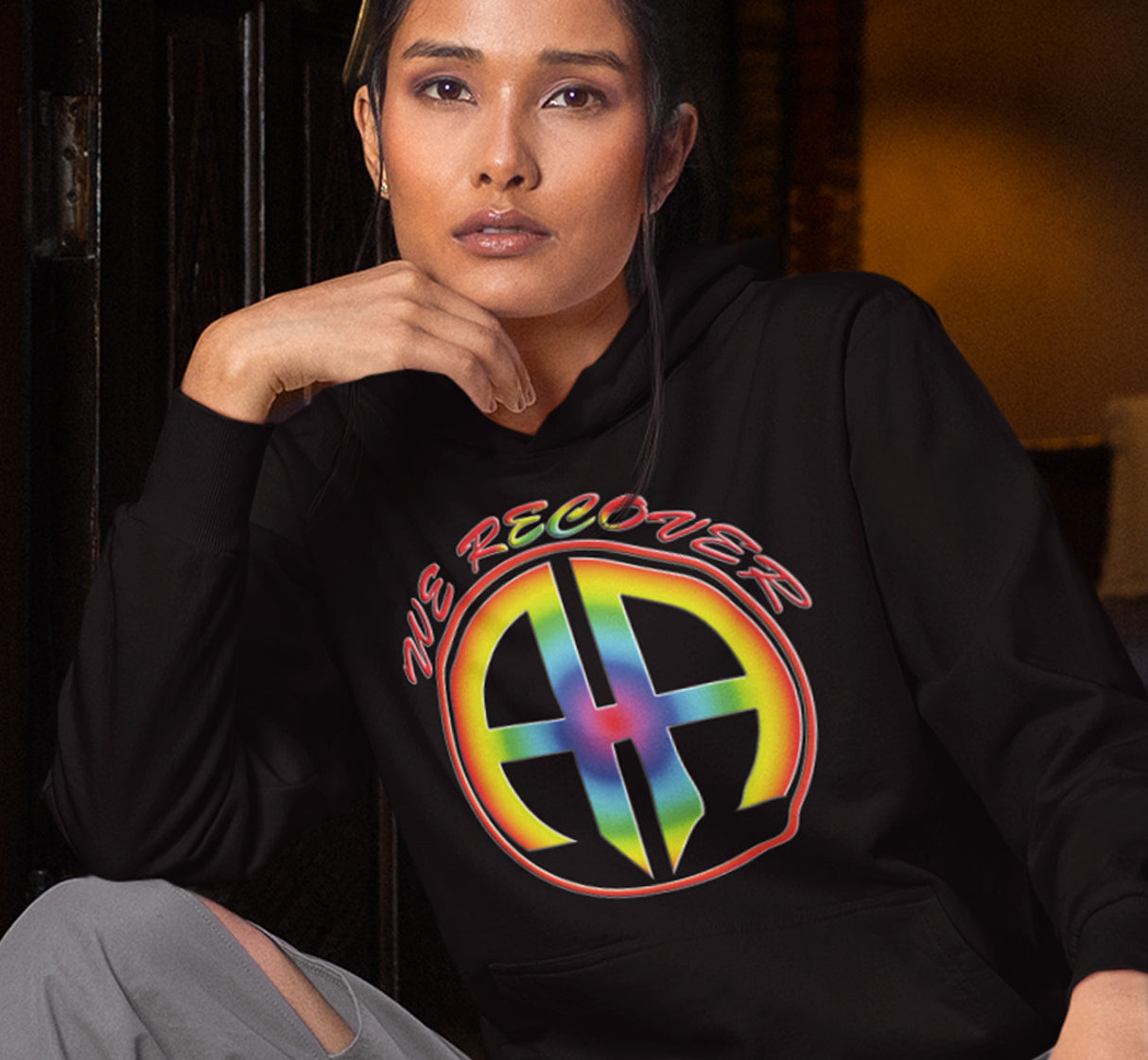 AA- We Recover Rainbow dtg Hoodie