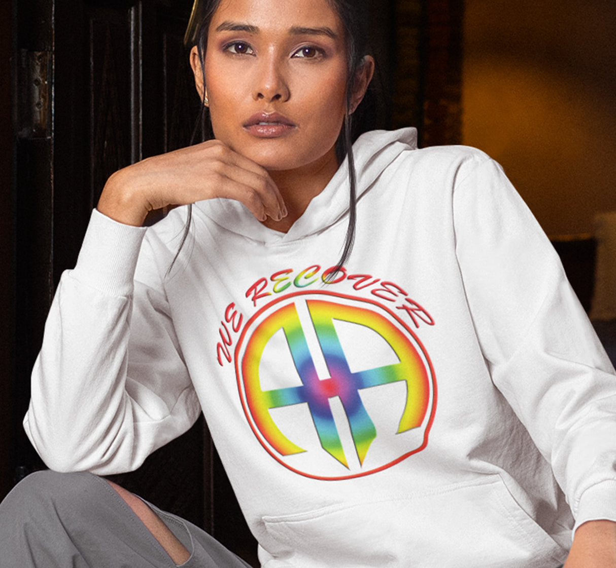 AA- We Recover Rainbow dtg Hoodie