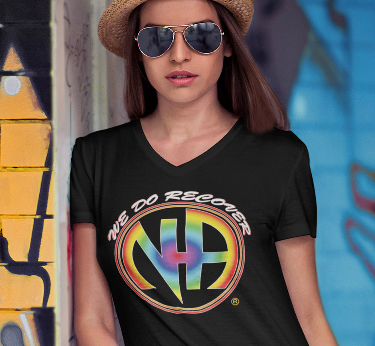 We Do Recover Rainbow V-neck Tee