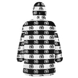 Black Striped Symbol Snug Hoodie - AOP
