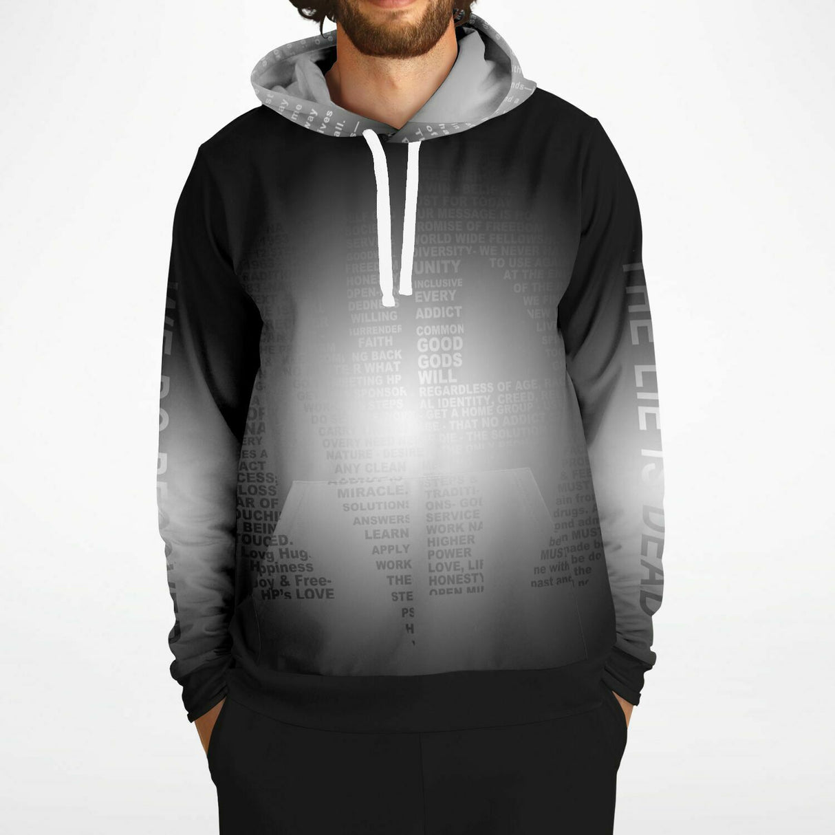 Black & White Message AOP Hoodie