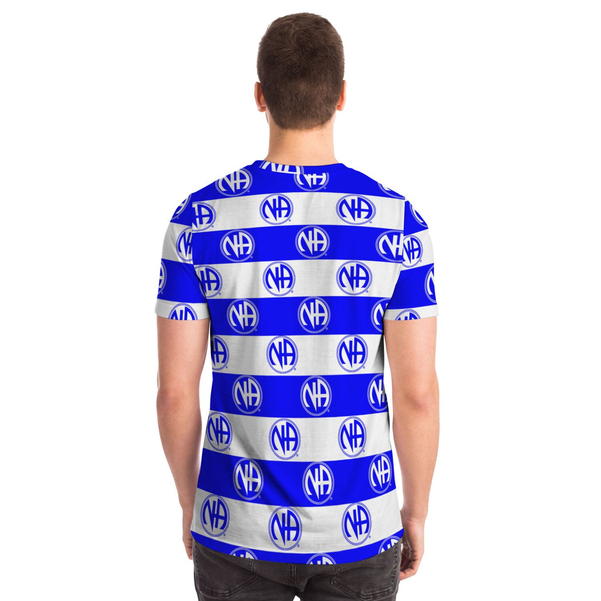 Blue Striped Symbol AOP T-shirts