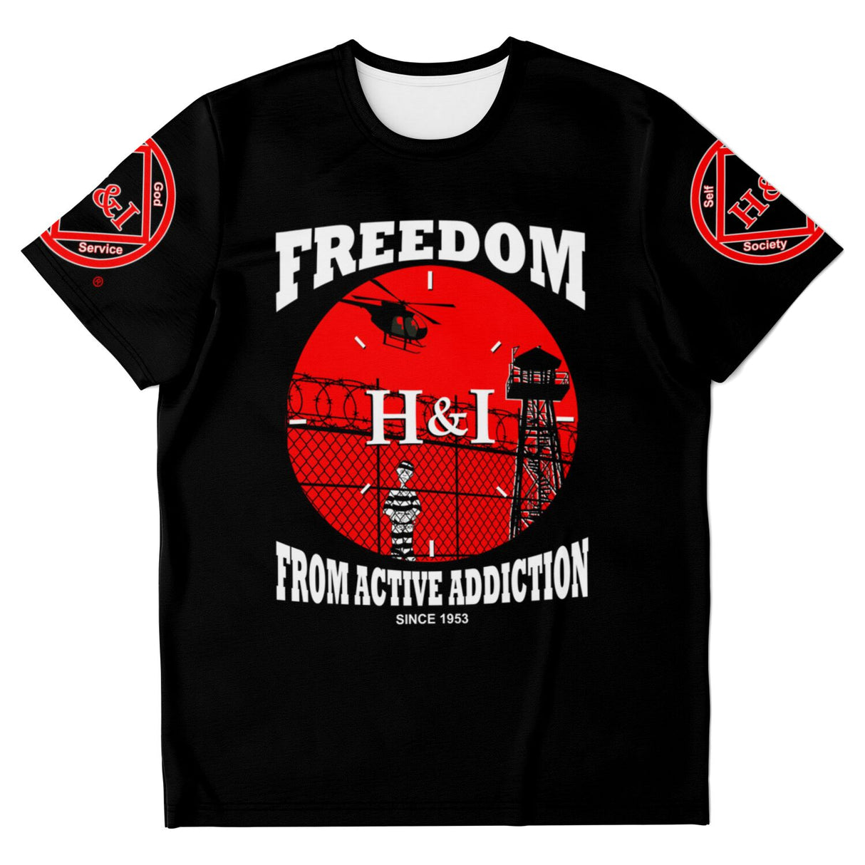 Freedom From Addiction AOP T-shirts