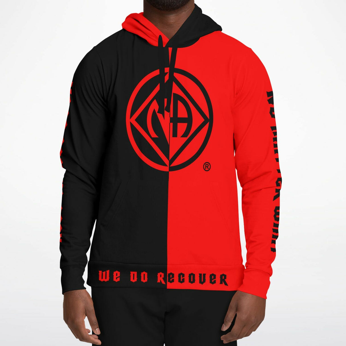 Black & Red Double Symbol AOP Hoodie