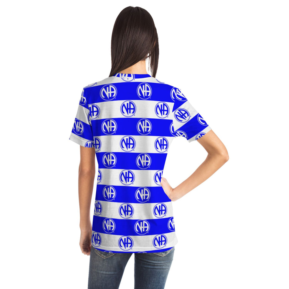 Blue Striped Symbol AOP T-shirts