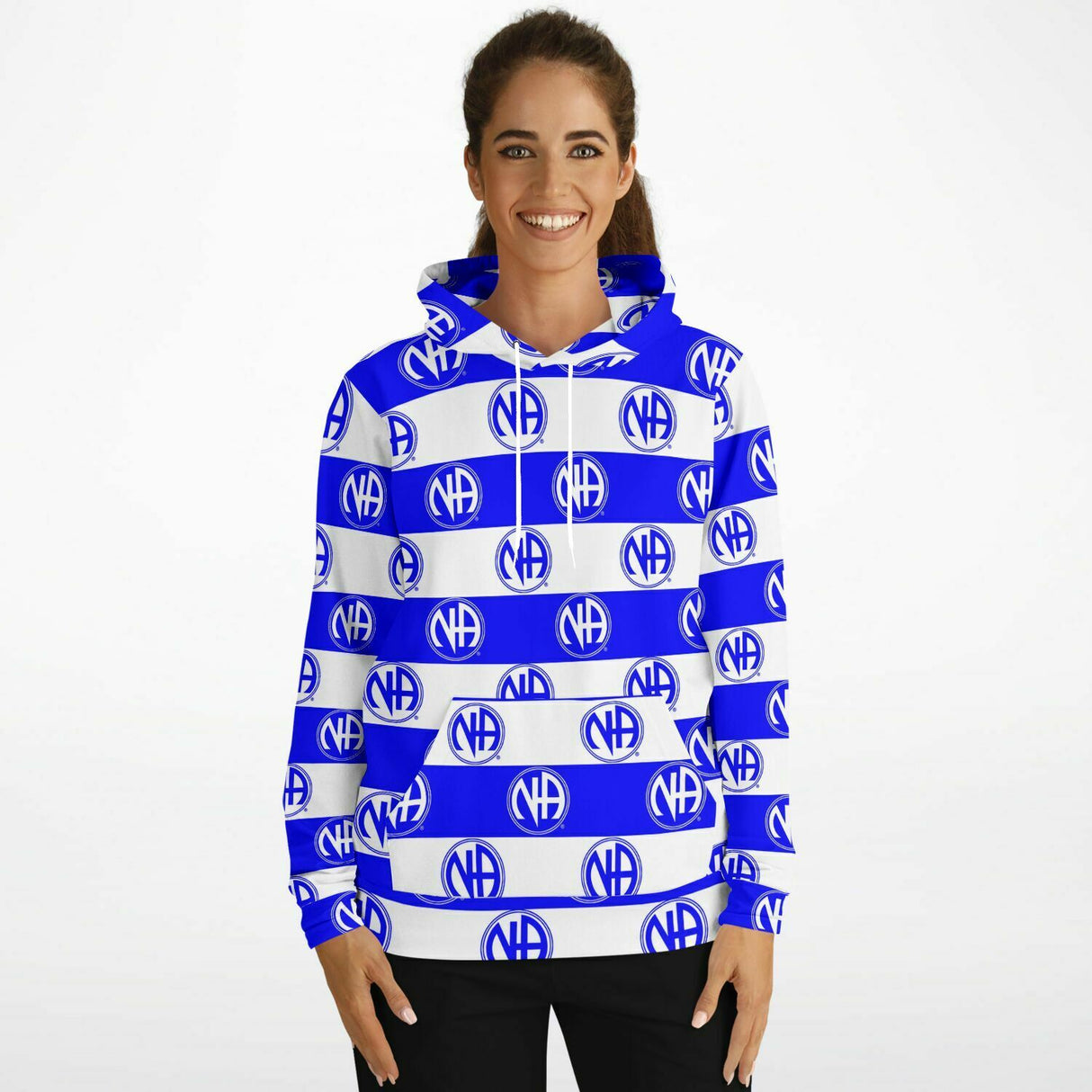 Striped NA Symbol Blue AOP Hoodie