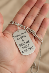 Clean Date Dog Tag Pendant & Chain