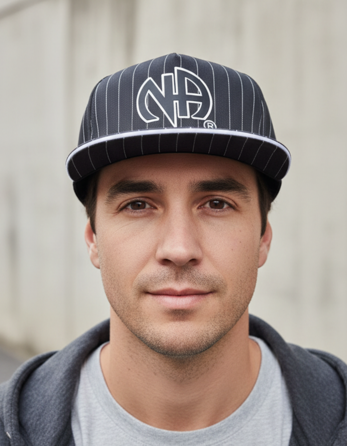 Ball Cap Gray Striped NA Symbol Snapback