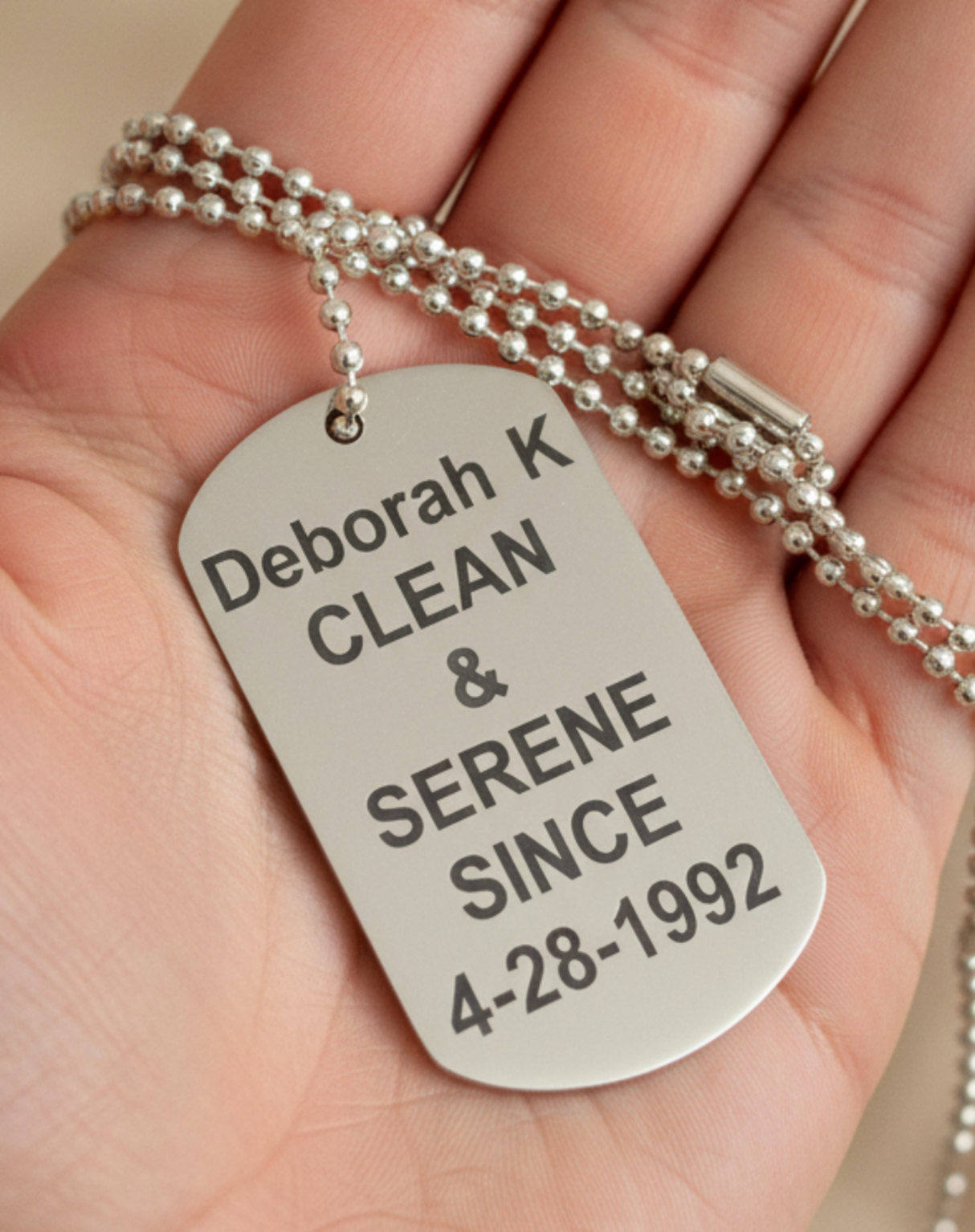 Clean Date Dog Tag Pendant & Chain