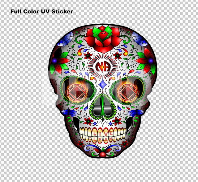 Na Sticker NAWEARS, Narcotics Anonymous Gifts, NA SUGAR SKULL UV Sticker 3